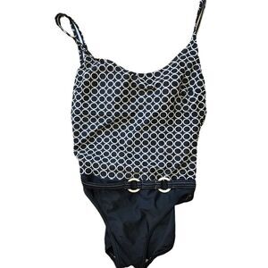 CHRISTINA ONE PIECE DOUBLE LINED SWIMSUIT BLACK AND WHITE SIZE 14 L